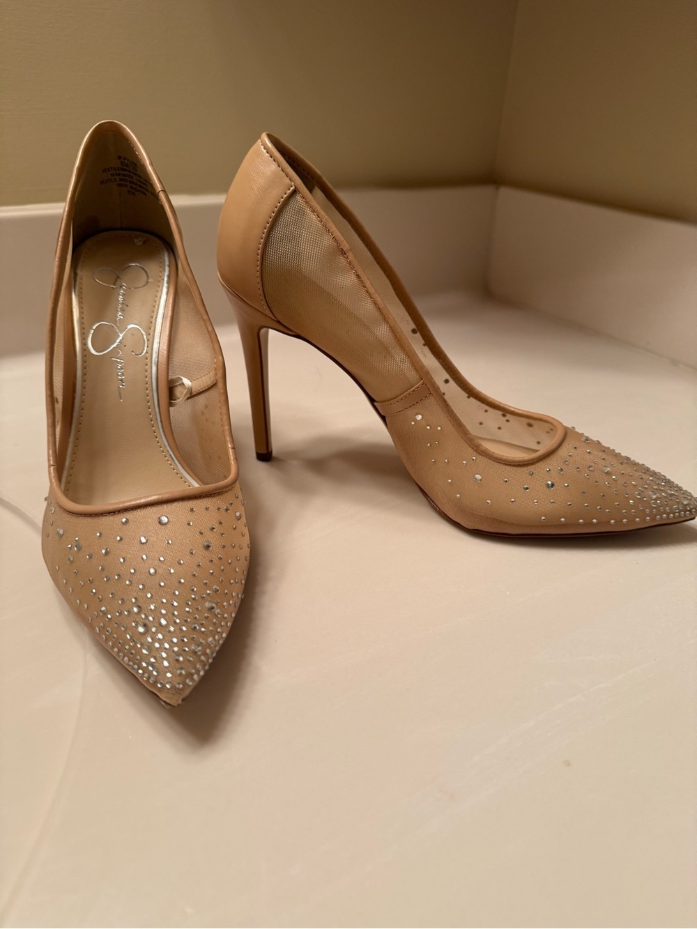 Jessica Simpson Elegant Nude Pointed-Toe Stiletto Pumps size 8.5 - Picture 3 of 7